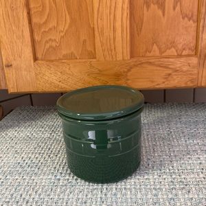 Longaberger Pottery Woven Traditions Ivy Green???? 1 Pint Salt Crockvw/Lid